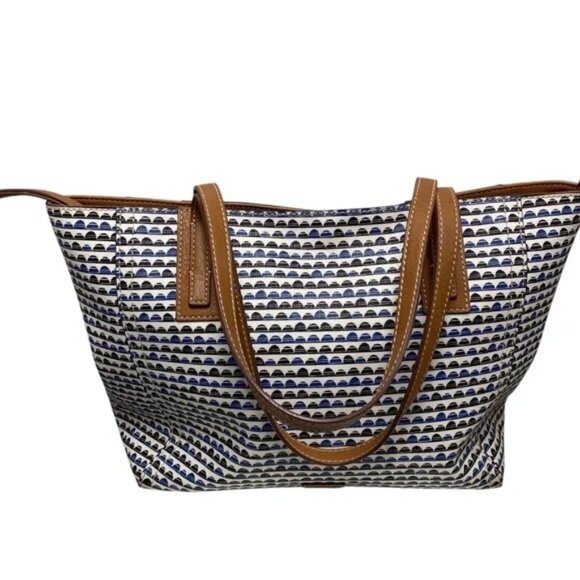 Fossil Stylish Blue and Brown Tote Bag 11x12” - Picture 13 of 13